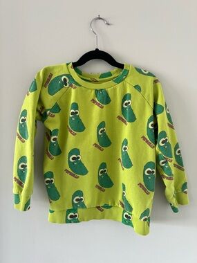 HUGO LOVES TIKI Kids Lime Green Graphic Pickle Sweatshirt